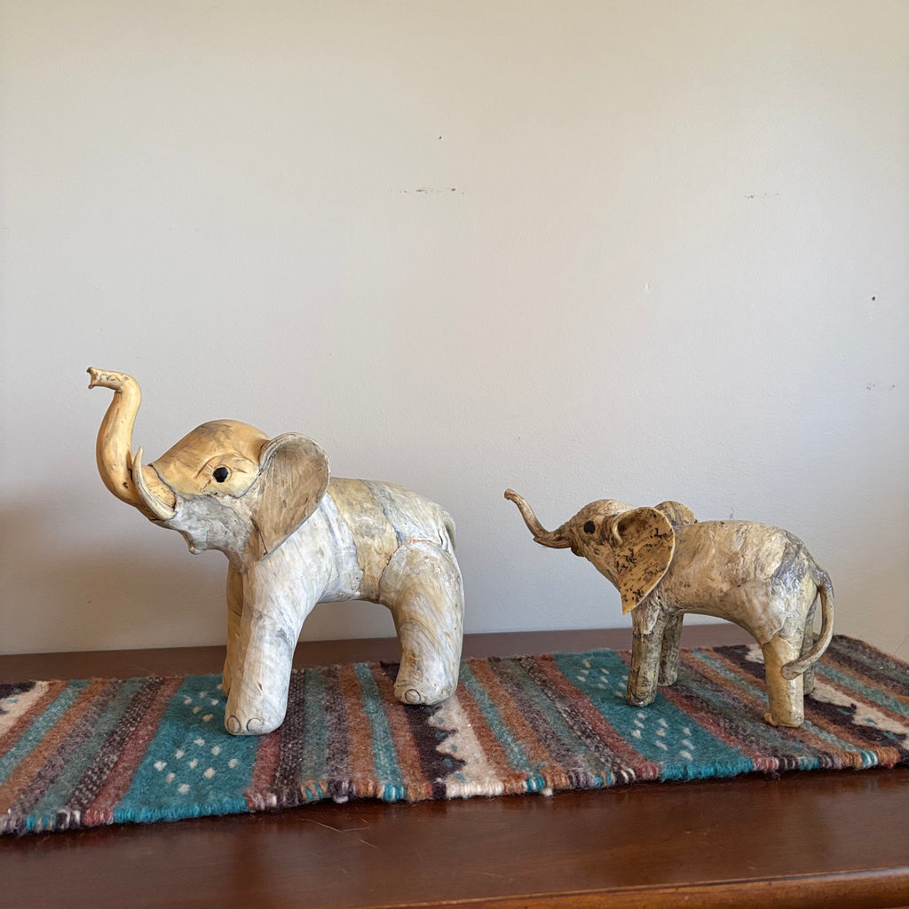 R165 Set of 2 paper mache?  elephants