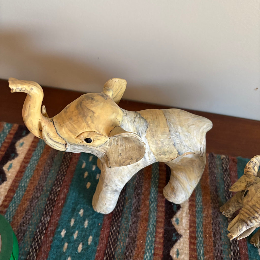 R165 Set of 2 paper mache?  elephants