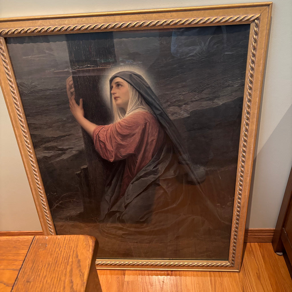 R177 Religious Grouping (large framed Mary artwork and more)