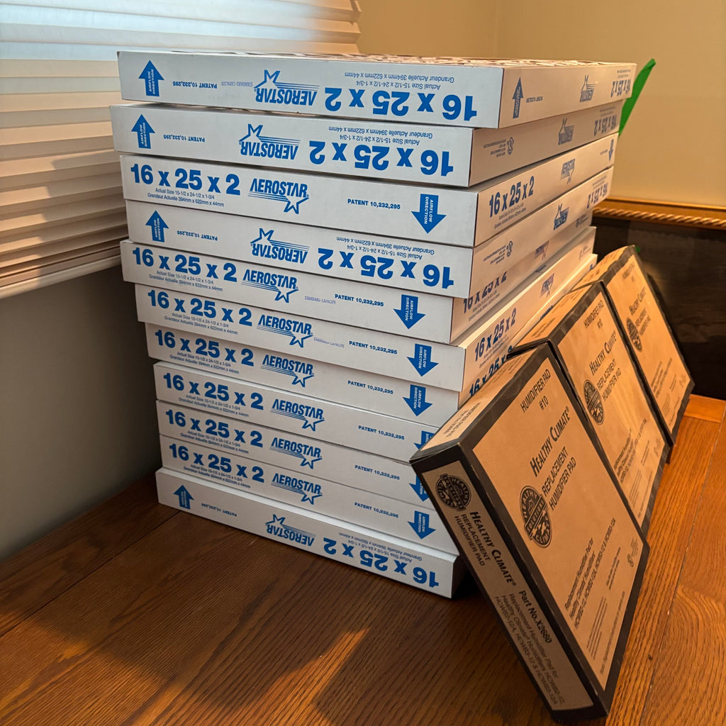 R180 Humidifier and Furnace Filter Grouping (3 aerostar humidifier pads and 11 furnace filters(16 x 25 x 2)