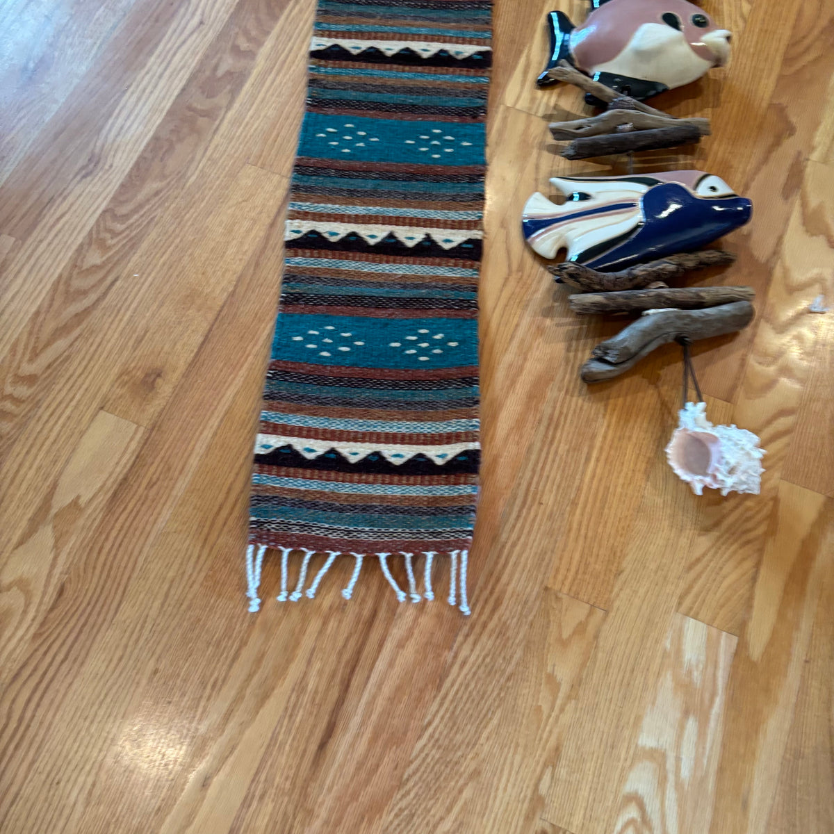 R185 Home Decor Grouping (woven hanging runner and decorative hanging fish)