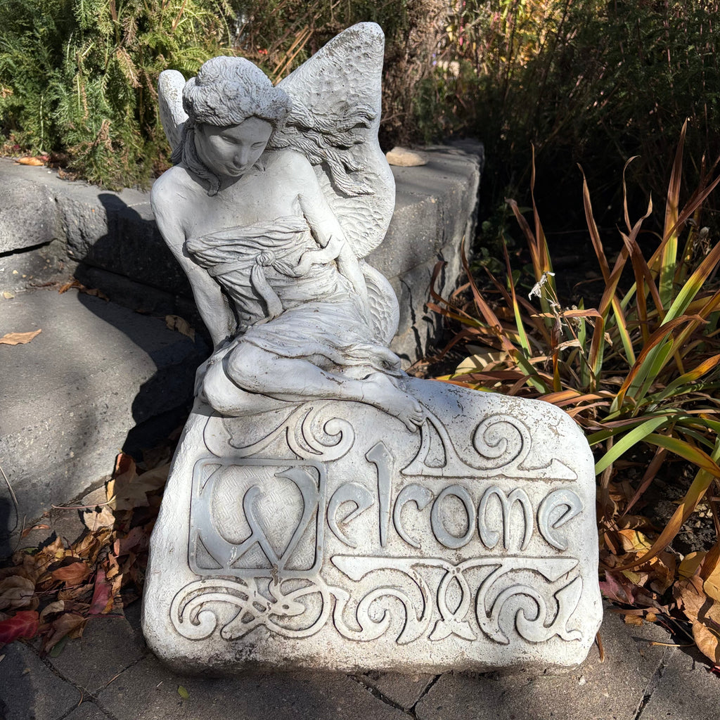 R302 14” tall heavy concrete Angel Garden Statue