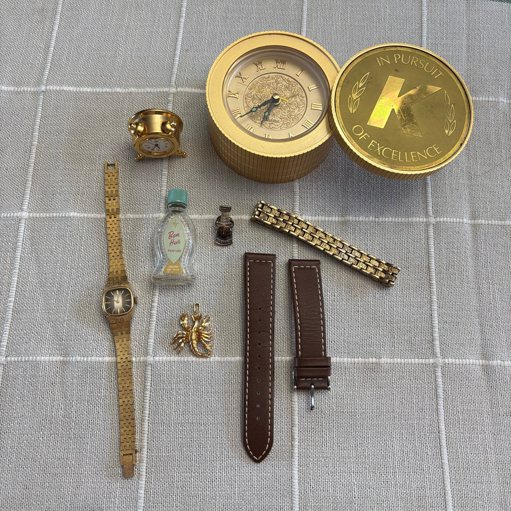 R313 Gold Toned Vintage Watch  and more Grouping