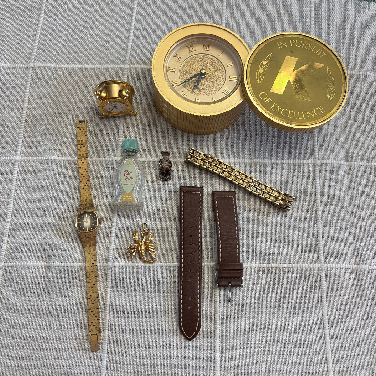 R313 Gold Toned Vintage Watch  and more Grouping