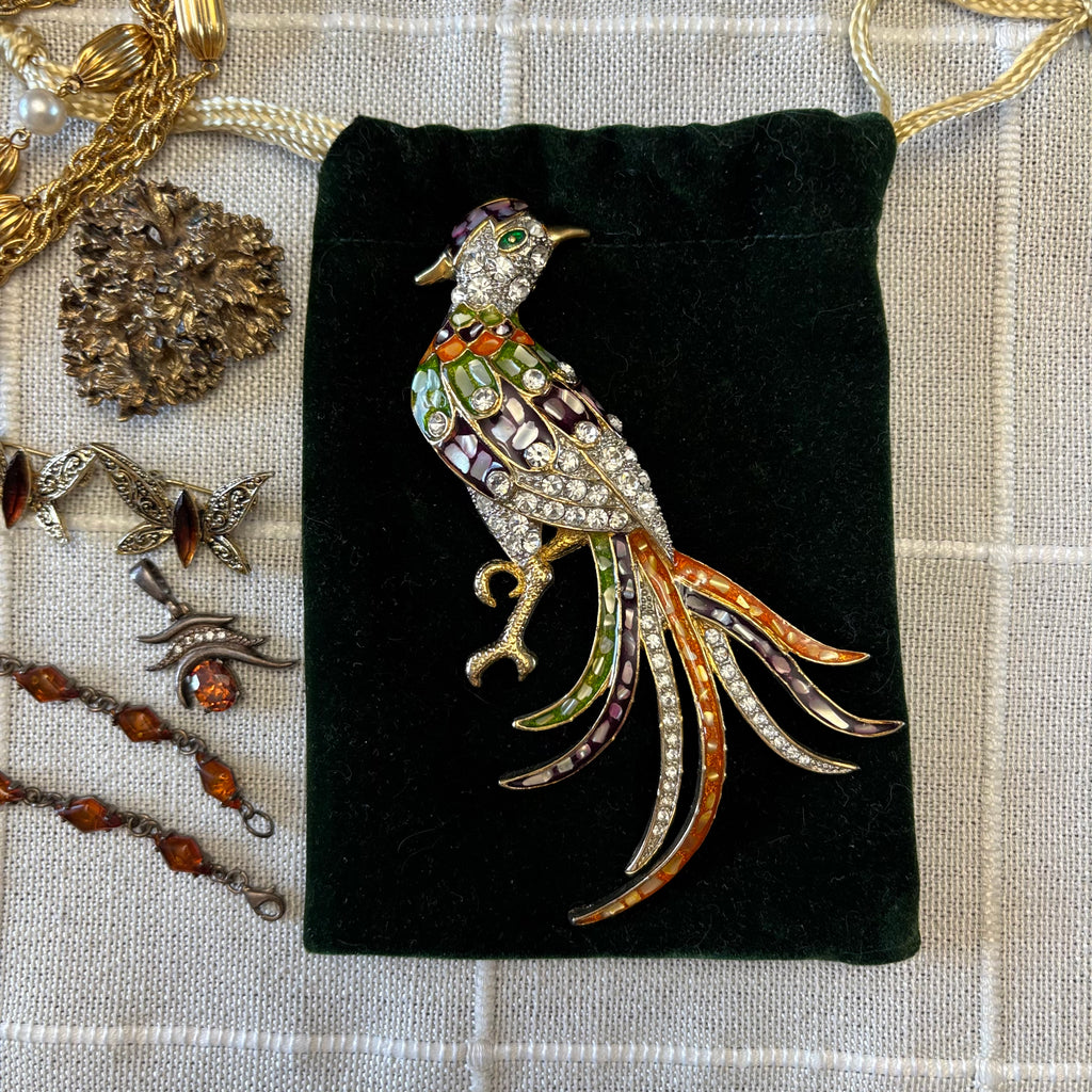 R317 Vintage Fashion Jewelry Grouping (Peacock pin and more)