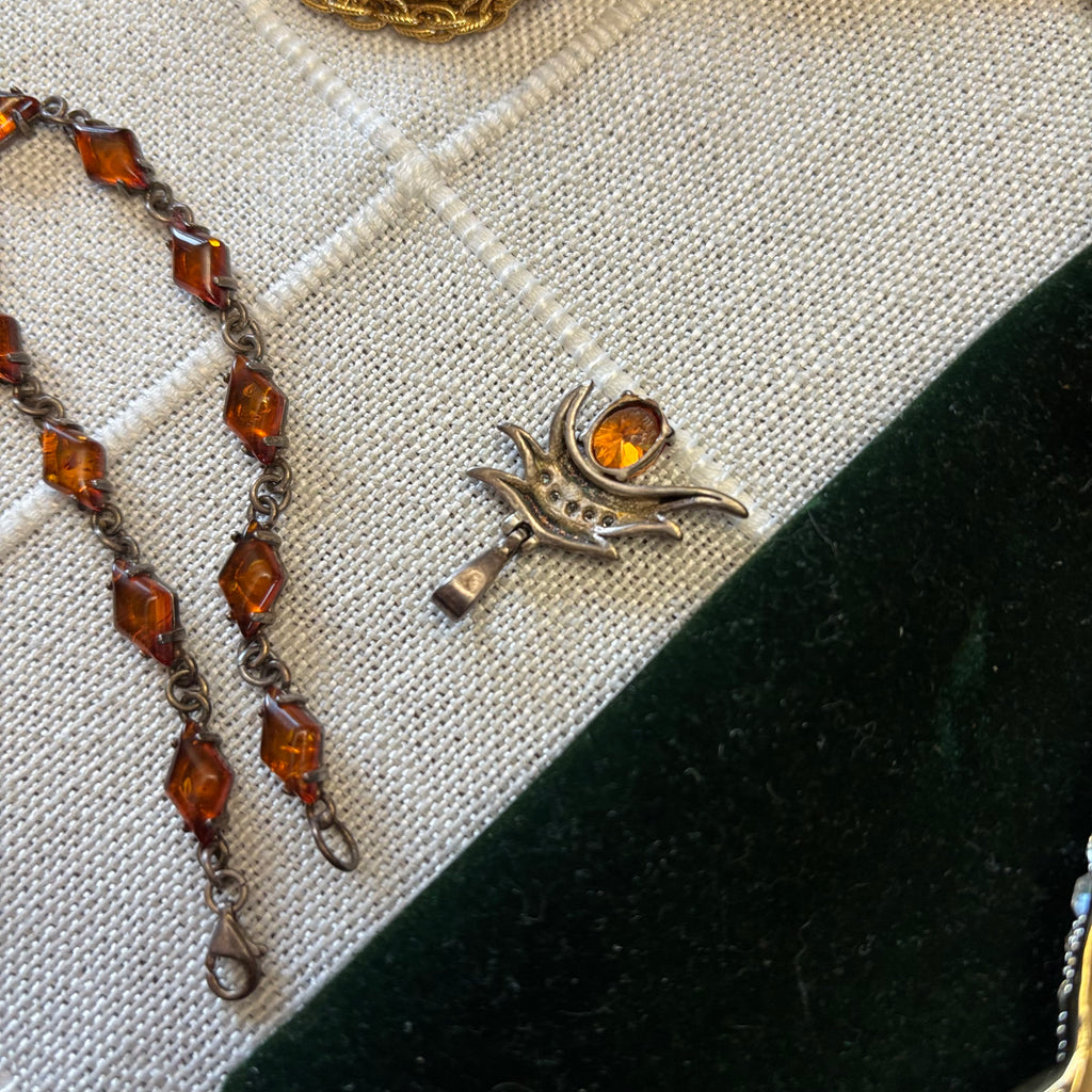 R317 Vintage Fashion Jewelry Grouping (Peacock pin and more)
