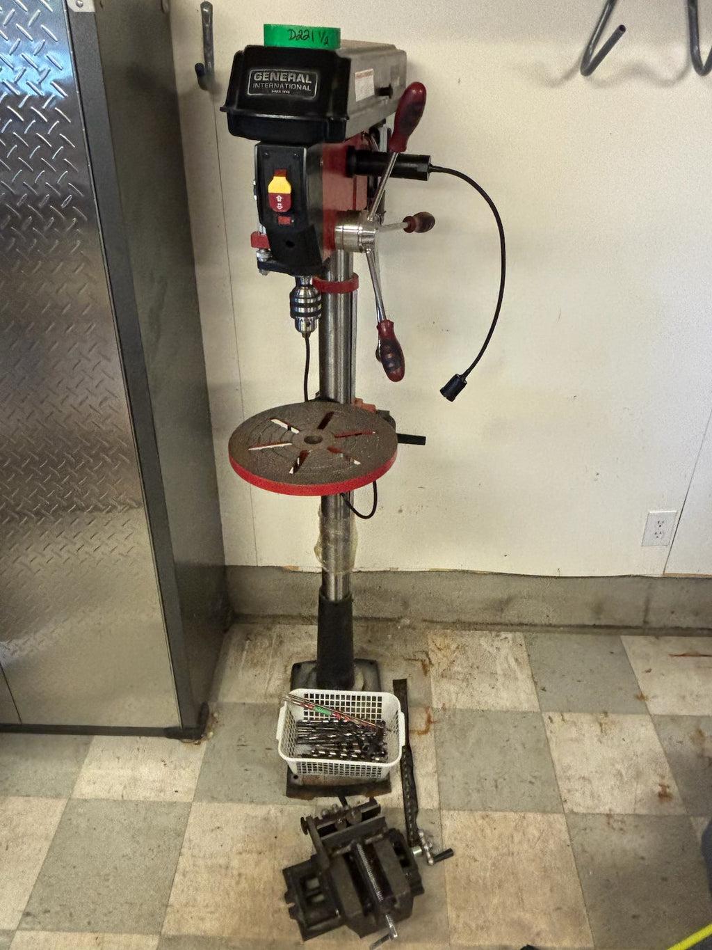 D221 General International drill press and accessories