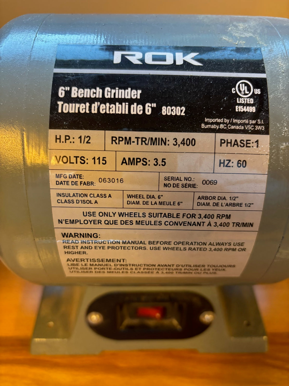 D222 Rok 6" Bench grinder