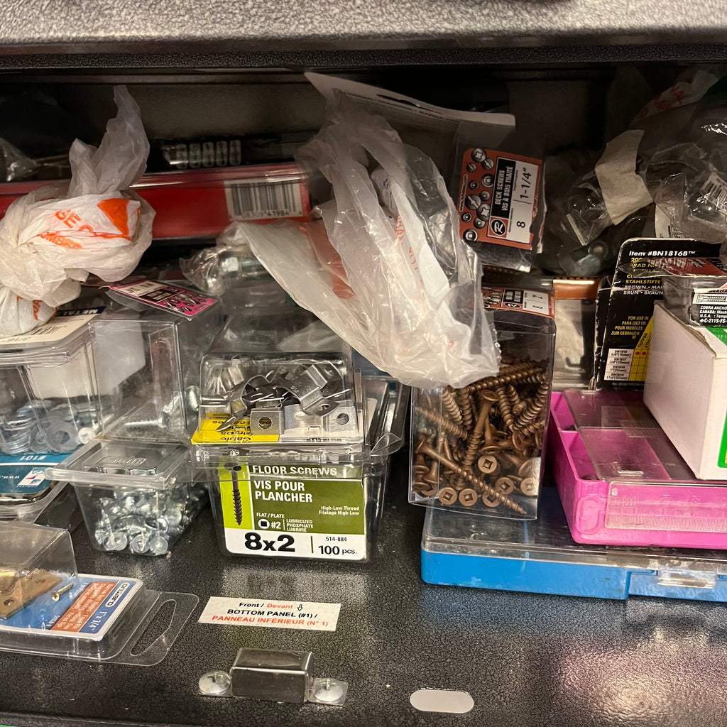 D329 Garage Grouping (screws and more, cabinet NOT included)