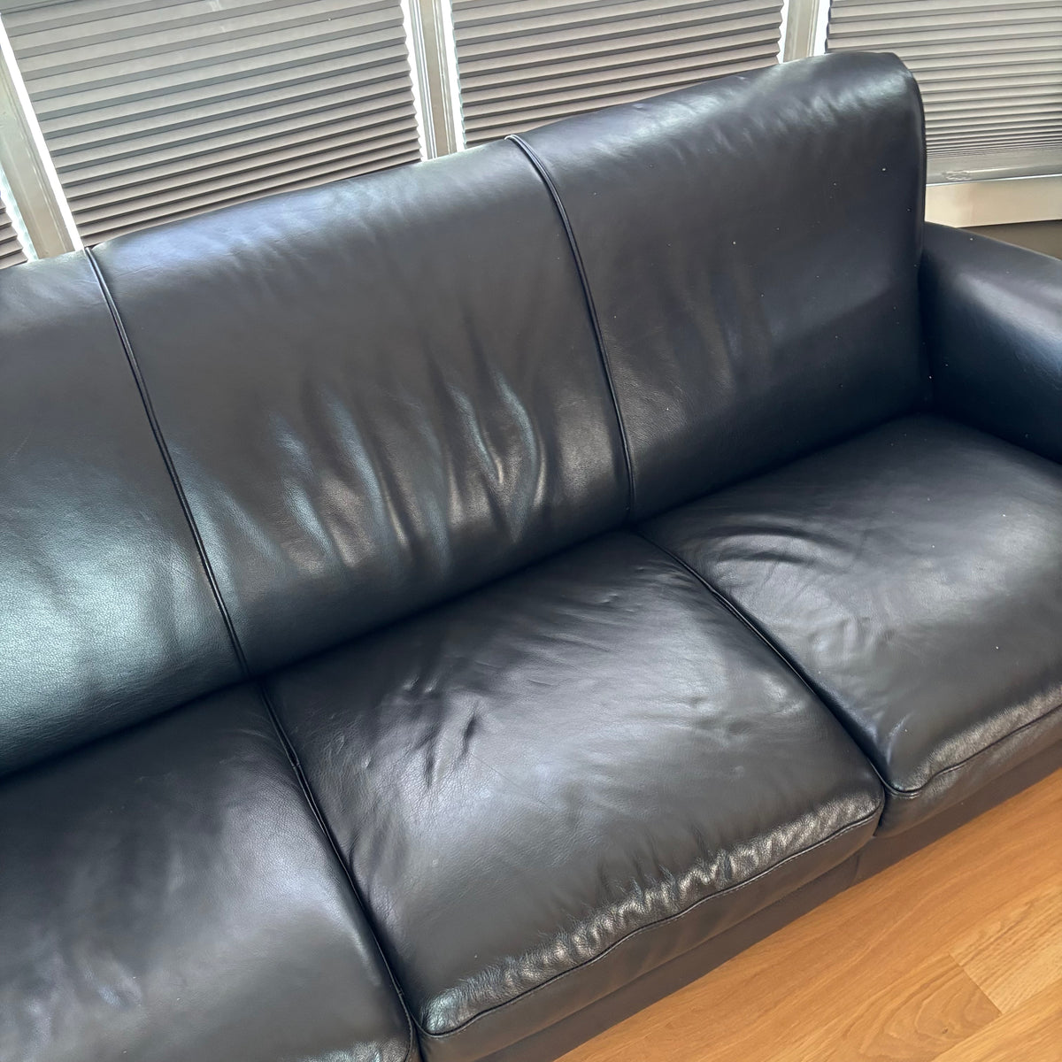 D103 Natuzzi Editions black leather couch