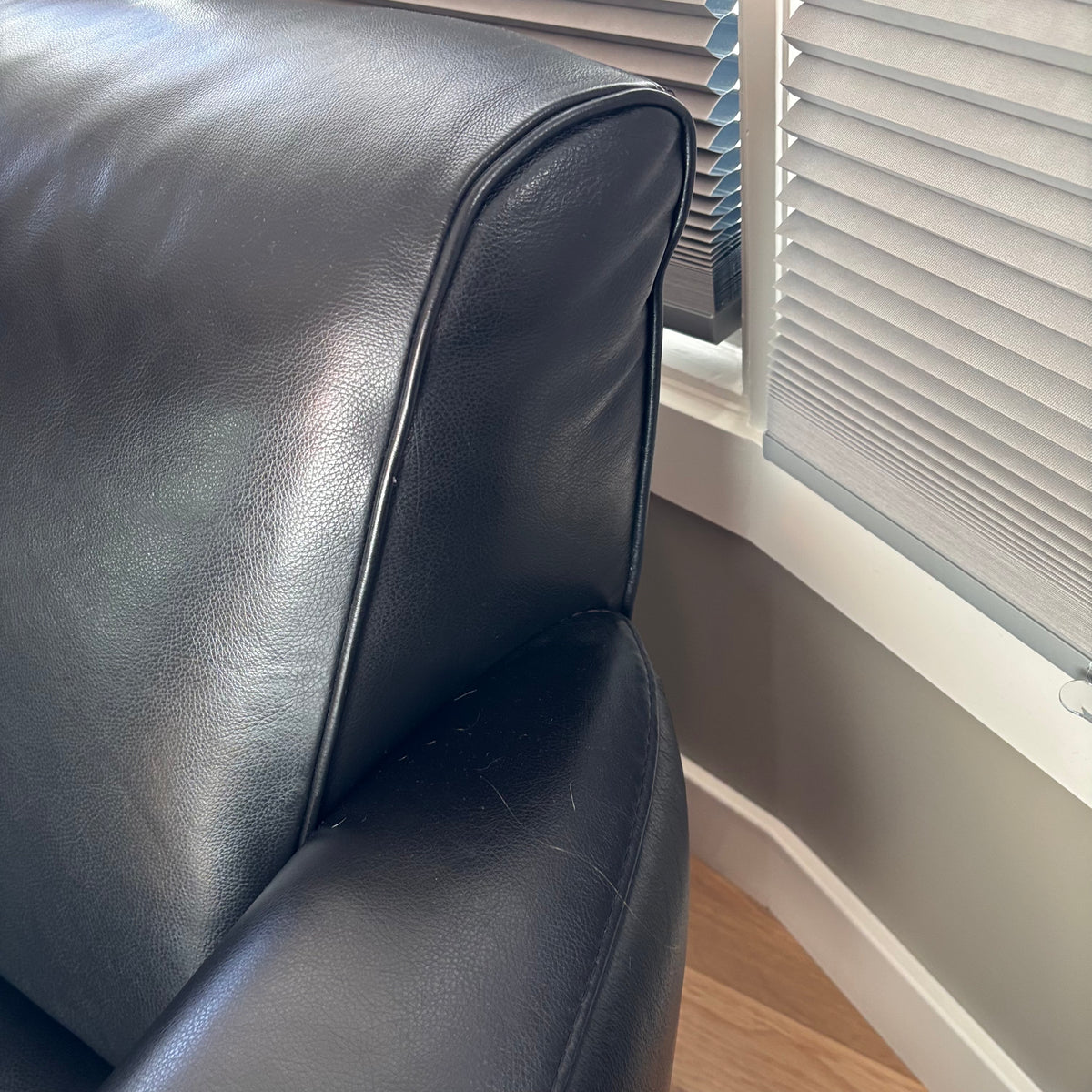 D103 Natuzzi Editions black leather couch