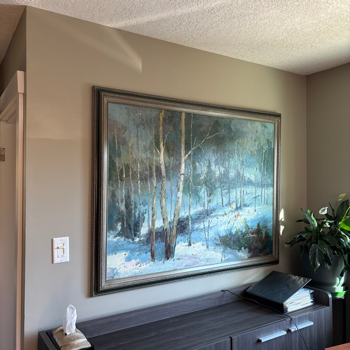 D105 Vintage Winter landscape painting (52" x 40")
