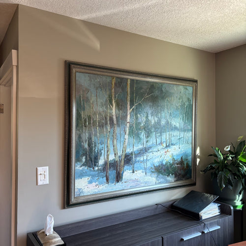 D105 Vintage Winter landscape painting (52" x 40")