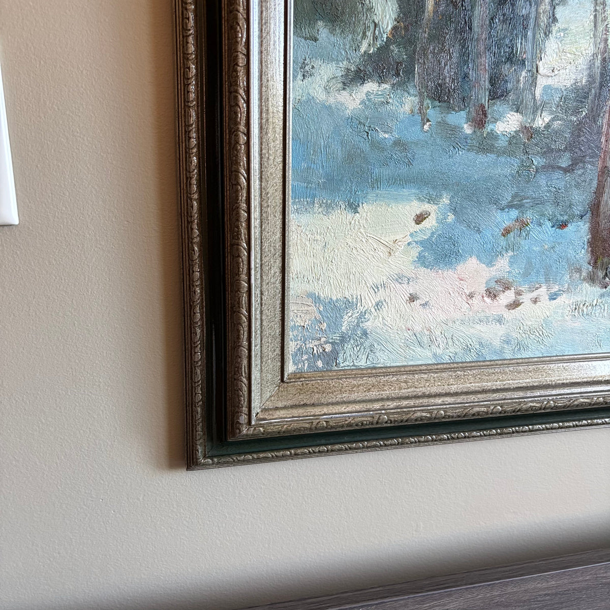 D105 Vintage Winter landscape painting (52" x 40")