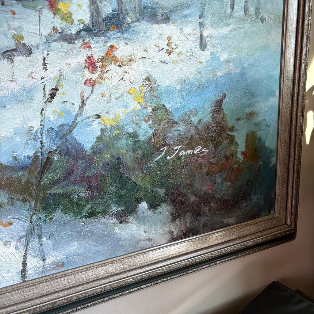 D105 Vintage Winter landscape painting (52" x 40")