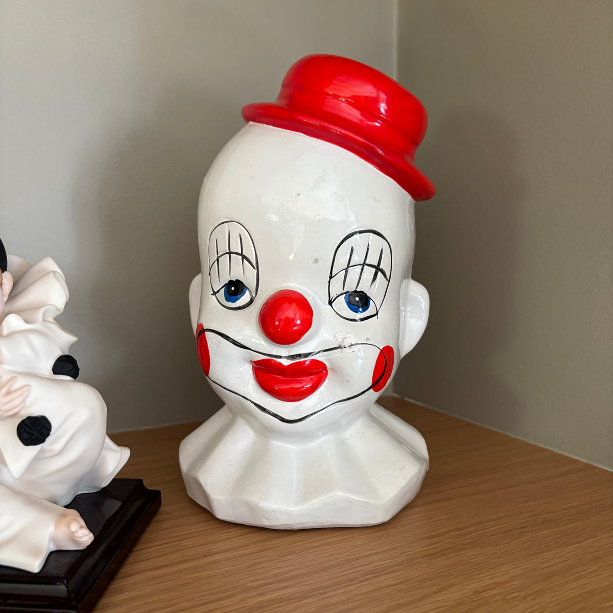 D108 Vintage Clown Grouping (clown piggy bank made in Taiwan and Pierrot "sucking his toe")