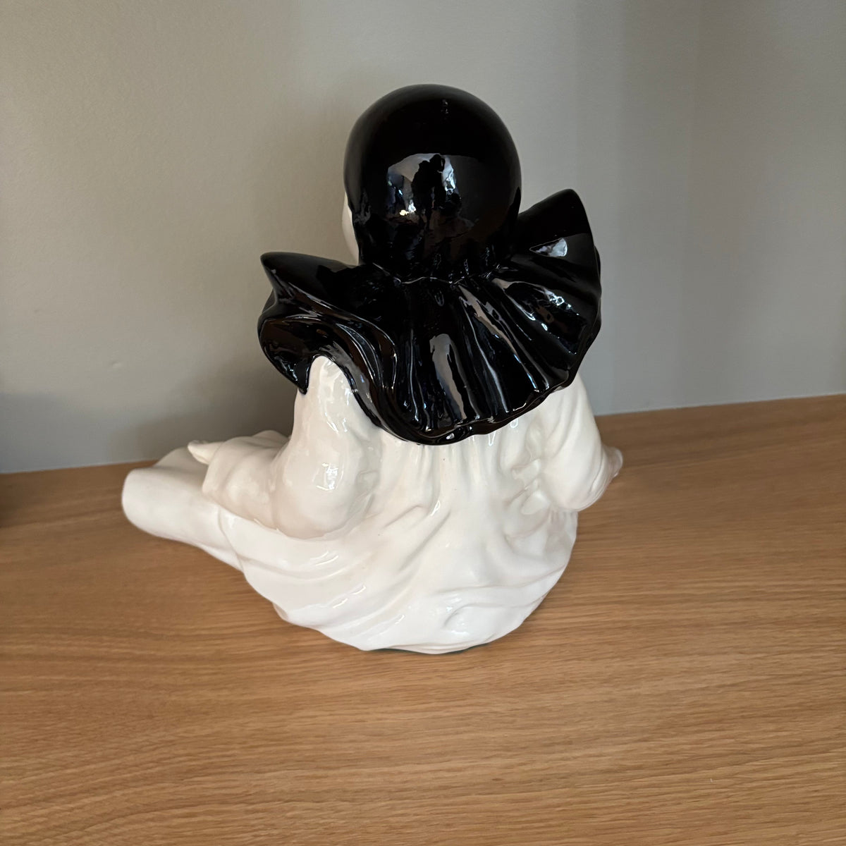 D111 Set of 2 vintage Pierrot ceramic clown statues (10” tall)