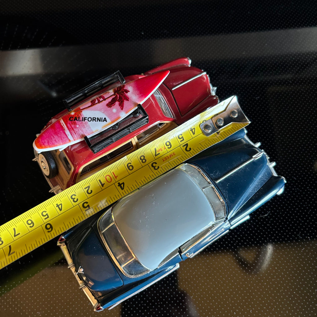 D117 Vintage car grouping (Ford Woody station wagon and Franklin Mint Cadillac)