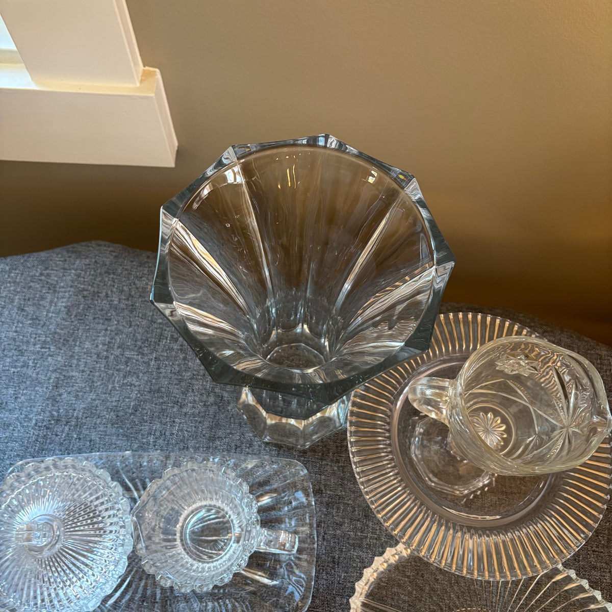 D120 Mikasa and more glass Grouping (candy dish and more)