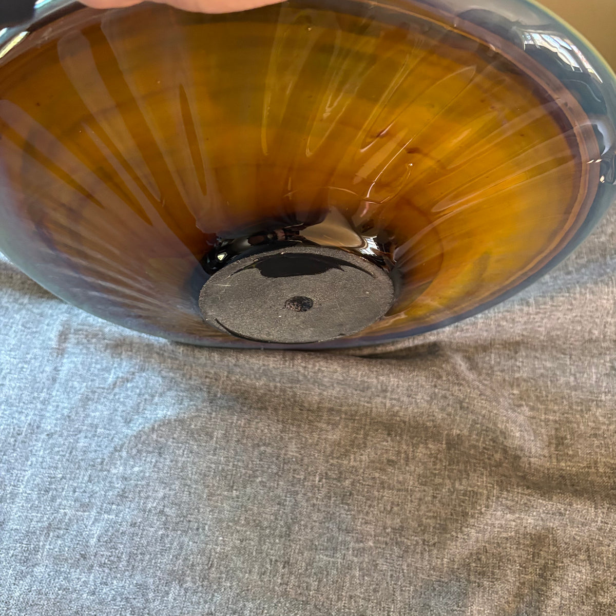 D122 14” Shell fossil print glass dish