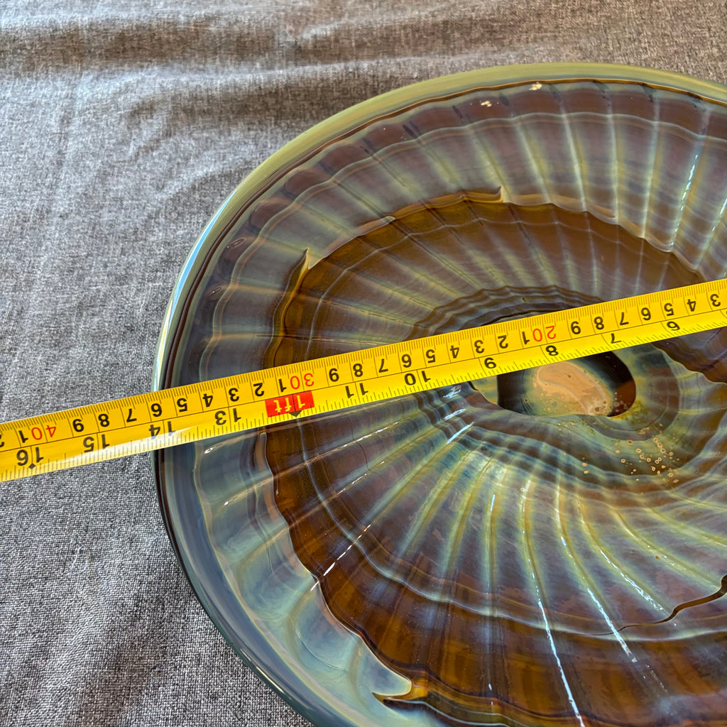 D122 14” Shell fossil print glass dish