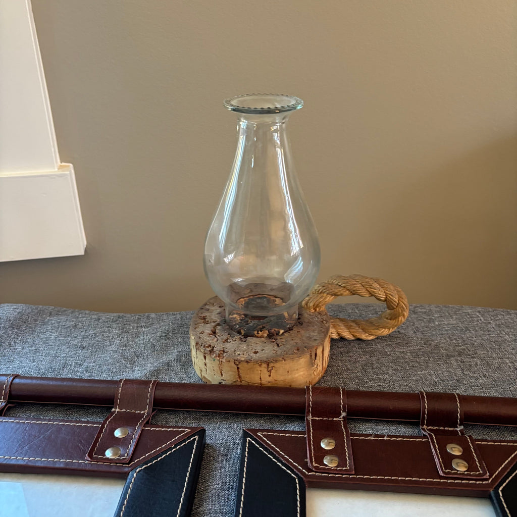 D123 Home Decor Grouping (leather style picture frame and vintage style candle holder)