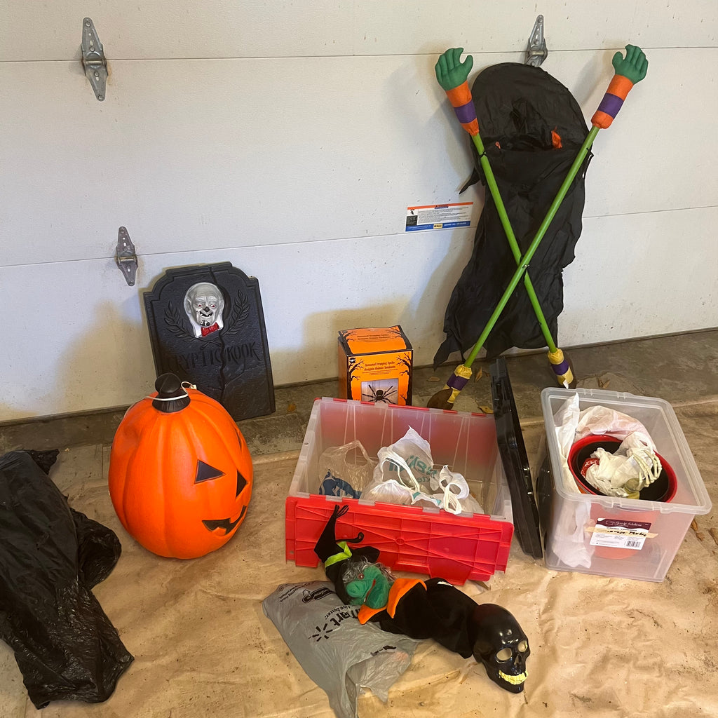 D342 Halloween Decor Grouping (plastic pumpkin and more)