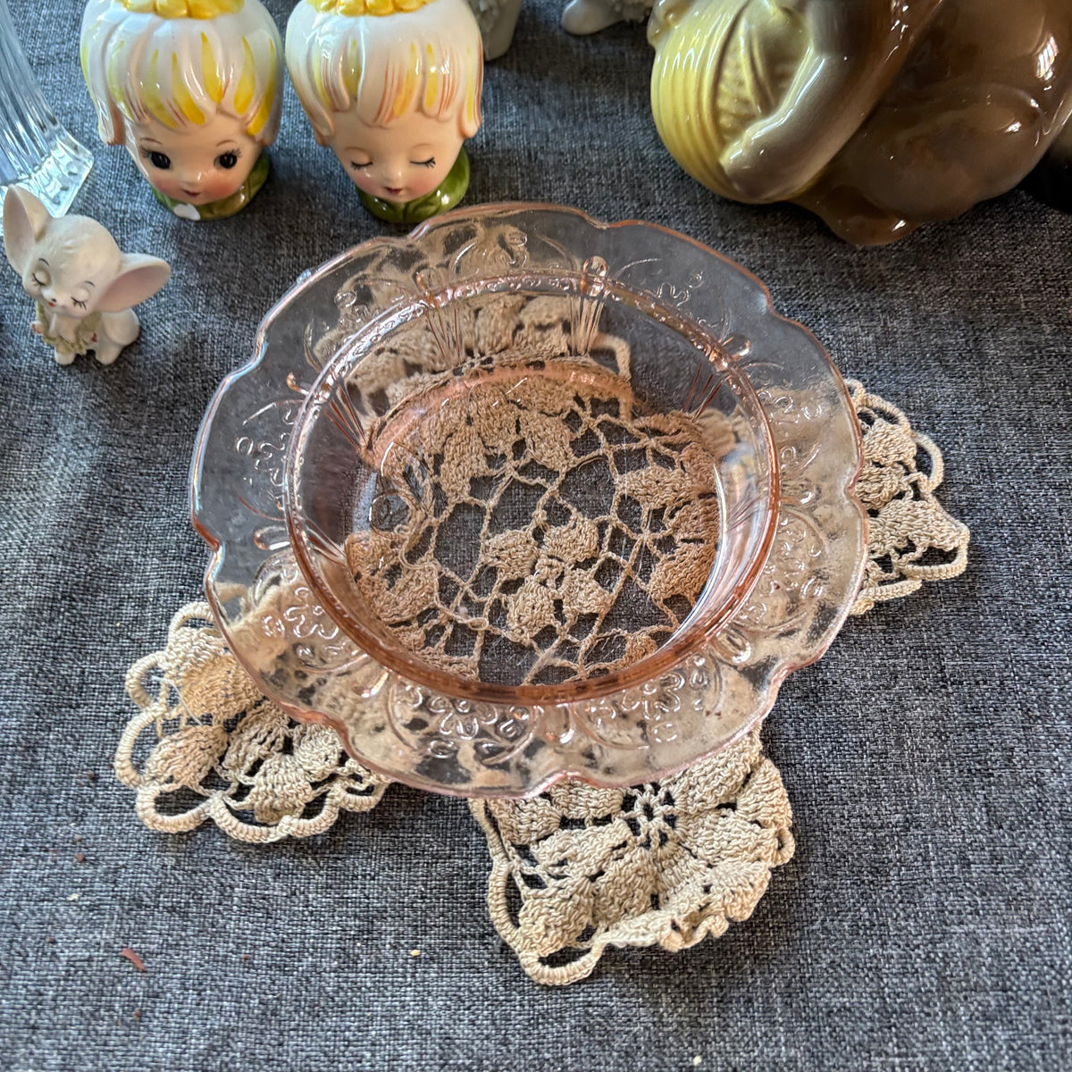 D132 Vintage Decor Grouping (depression glass and more)