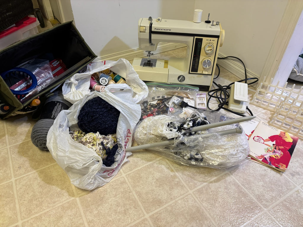 D243 Vintage Sewing Grouping (Kenmore sewing machine and more)