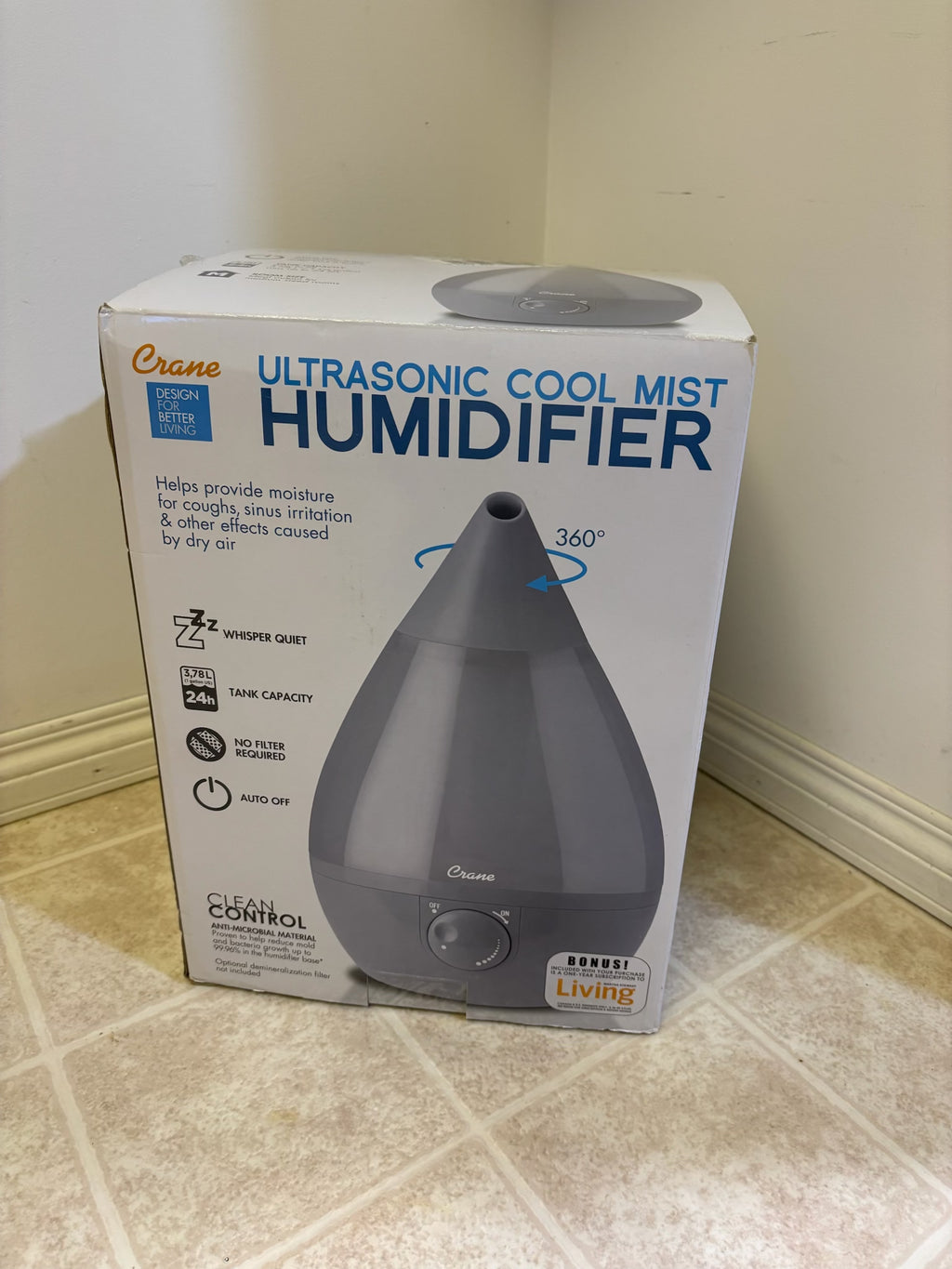 D244 Crane Ultrasonic Cool Mist humidifier (never used)