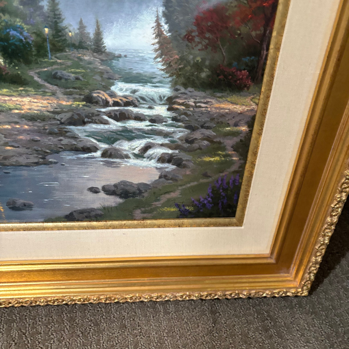 D140 24” x 30” Framed Thomas Kinkade print, "The Forest Chapel"