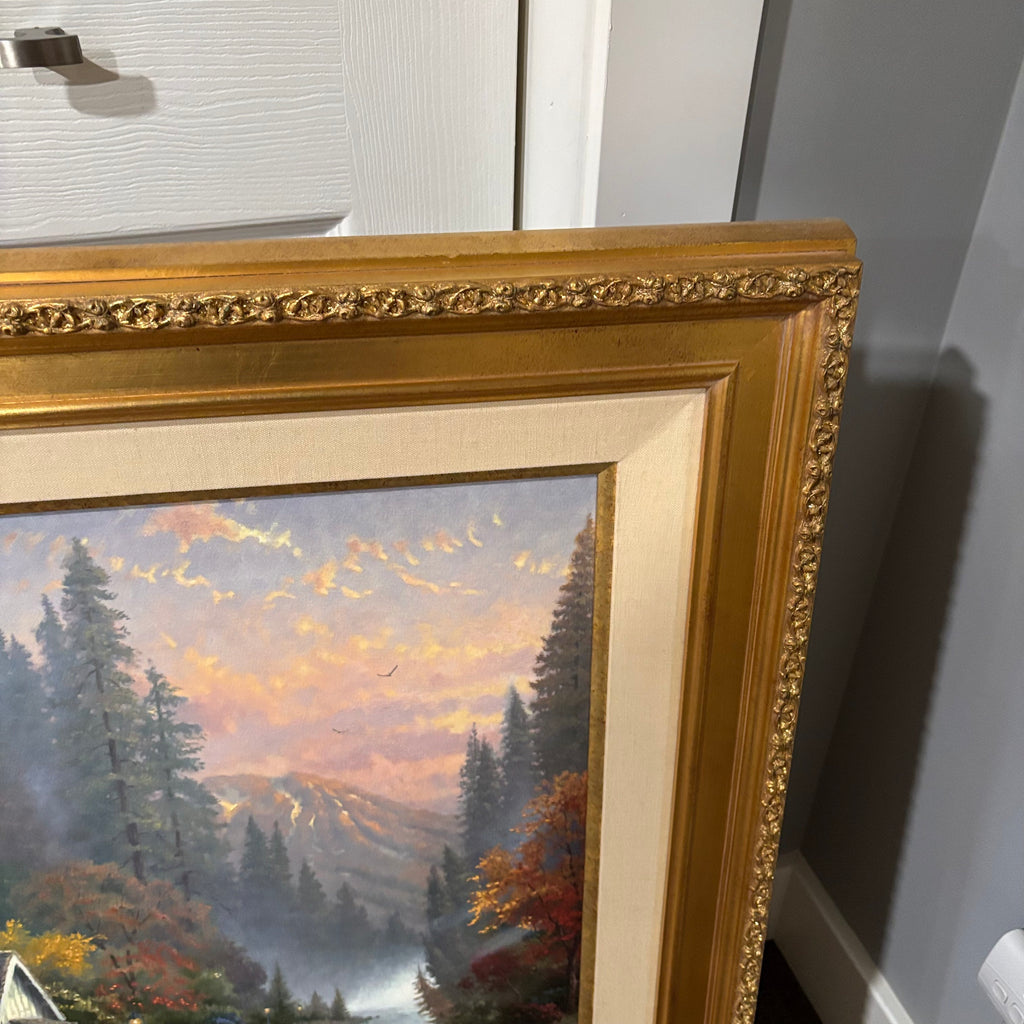 D140 24” x 30” Framed Thomas Kinkade print, "The Forest Chapel"