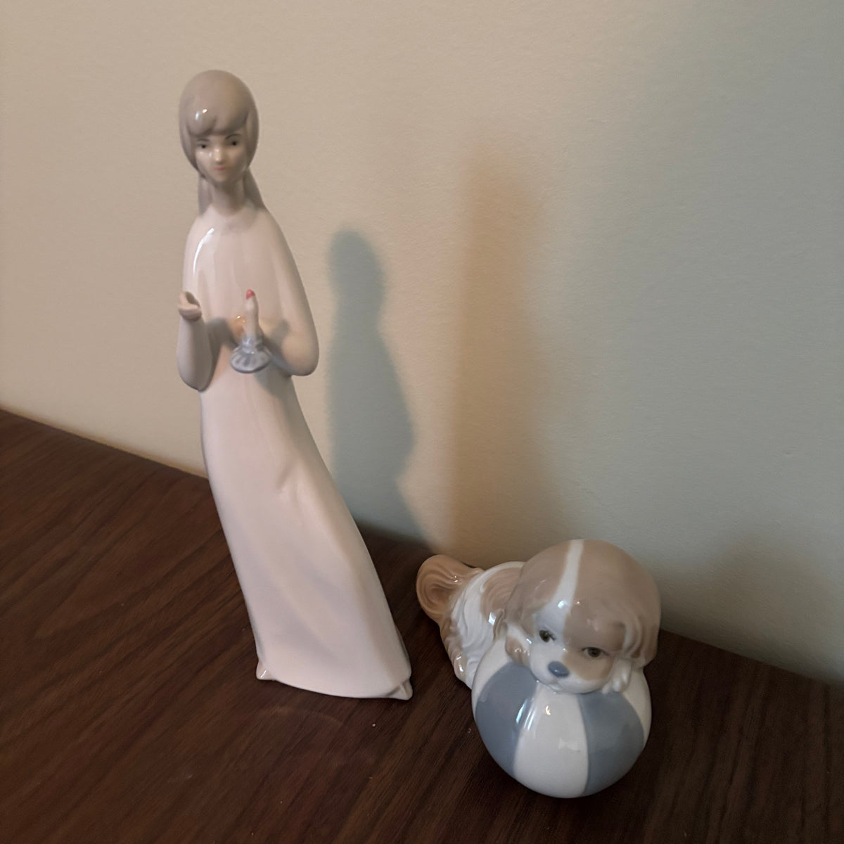 D147 9” tall Miquel Requena Carmen and ceramic dog figurines