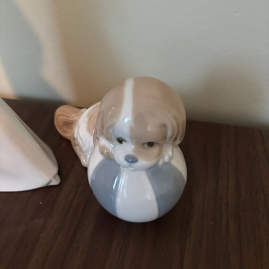 D147 9” tall Miquel Requena Carmen and ceramic dog figurines