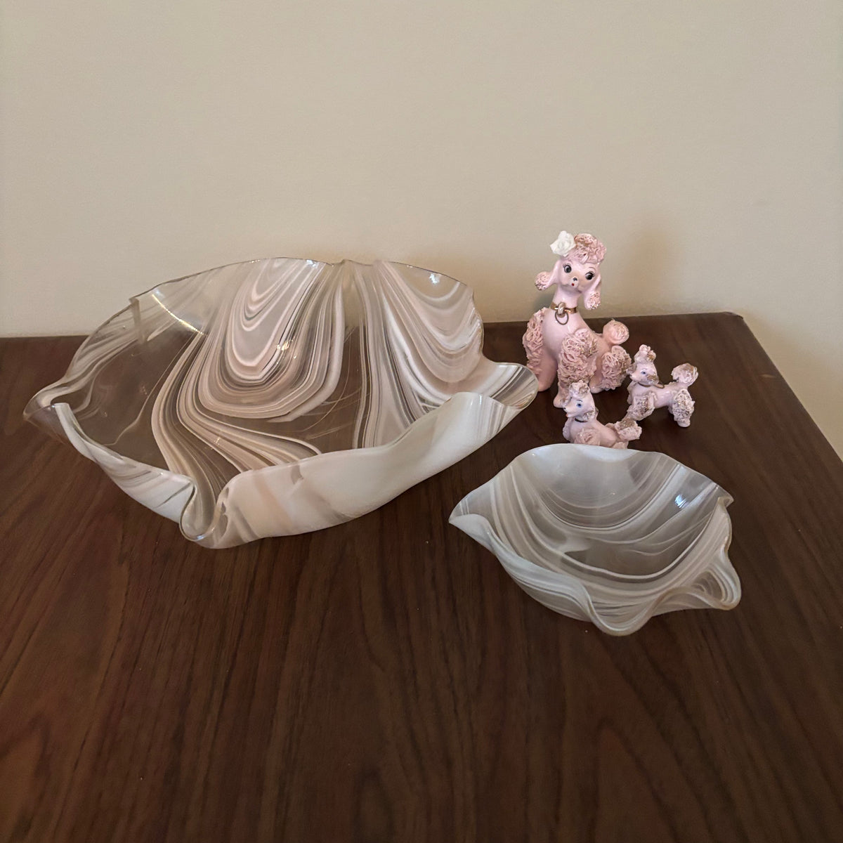 D148 Vintage Glass Grouping (Murano style art glass and made In Japan spaghetti poodles)