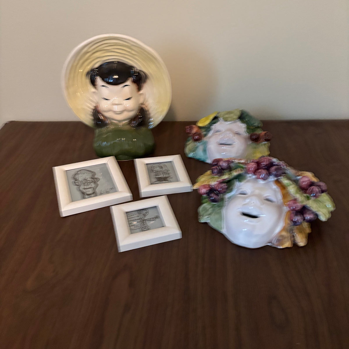 D153 Vintage Decor Grouping (stoneware masks and more)