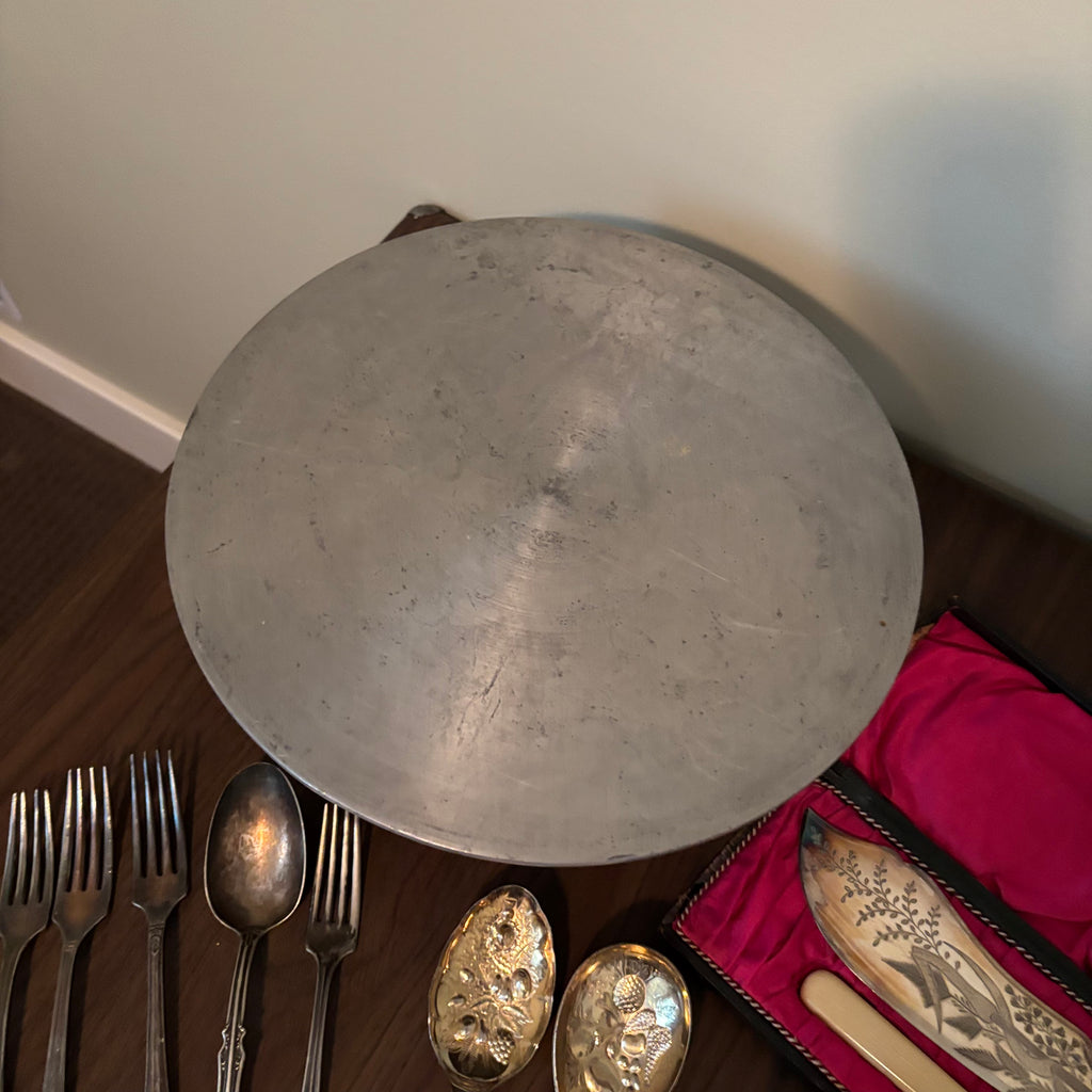 D161 Vintage Serving Grouping (cast iron cake plate and more)