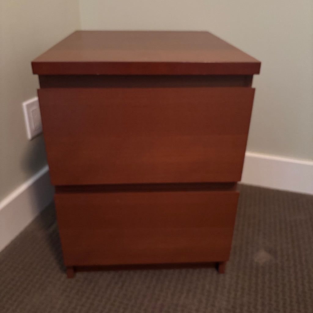 D163 IKEA Malm two drawer wooden nighstand (21” x 16” x 19”)