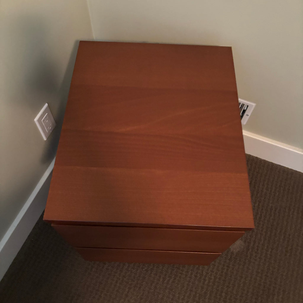D163 IKEA Malm two drawer wooden nighstand (21” x 16” x 19”)