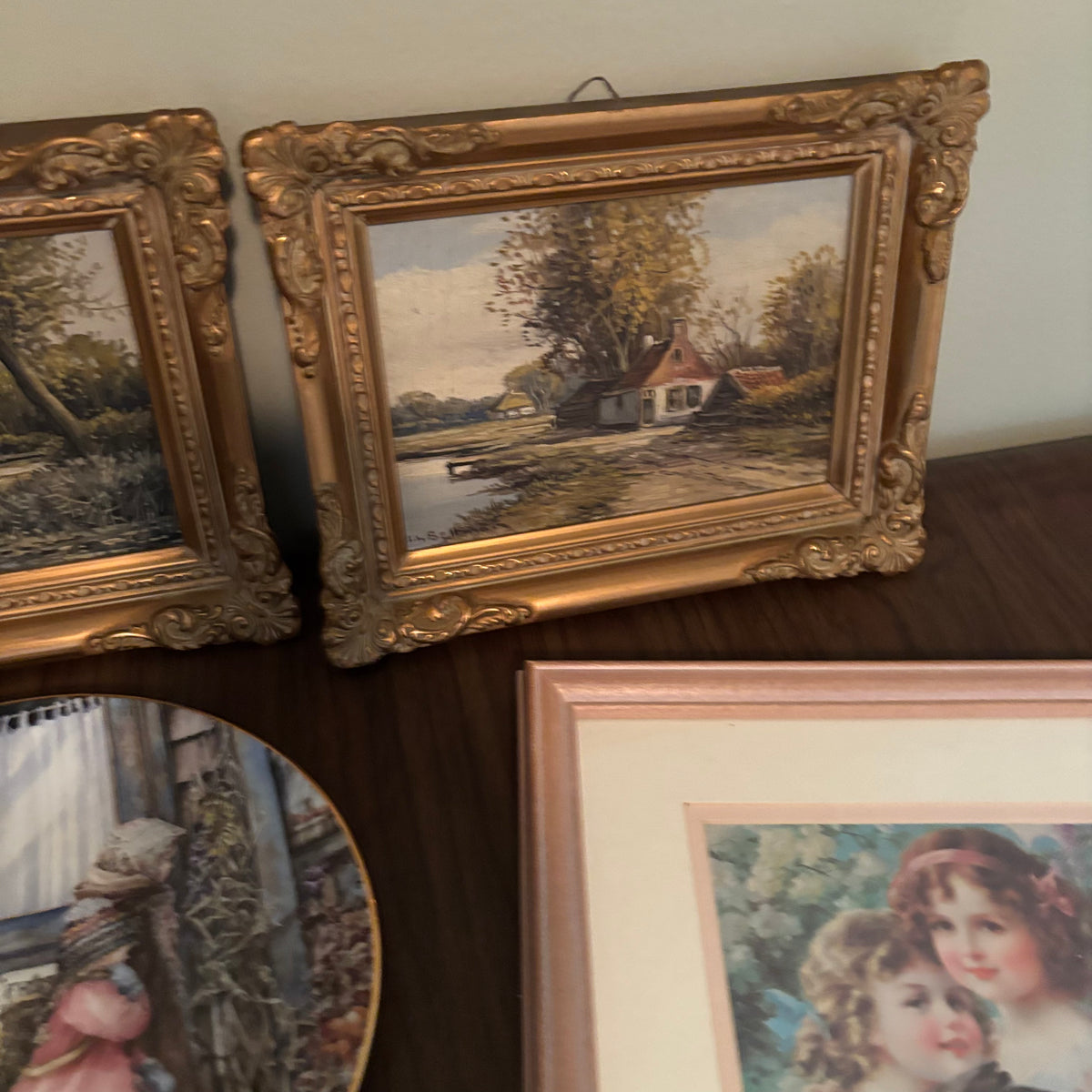 D166 Vintage framed artwork and more grouping
