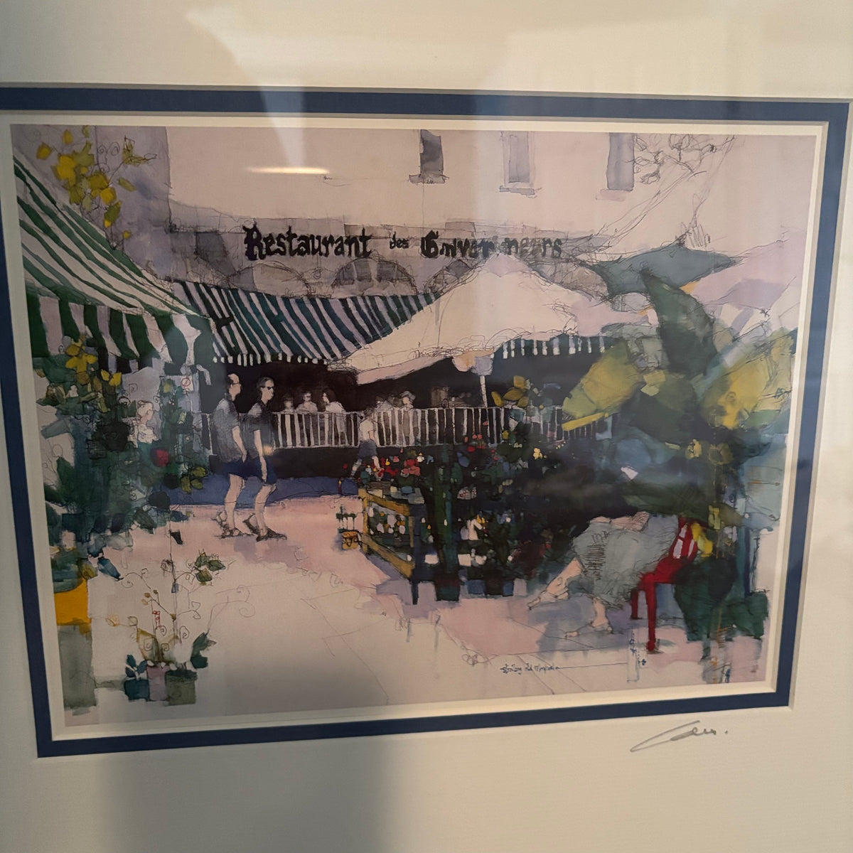 D167 Vintage watercolor artwork (Strolling Old Montreal)