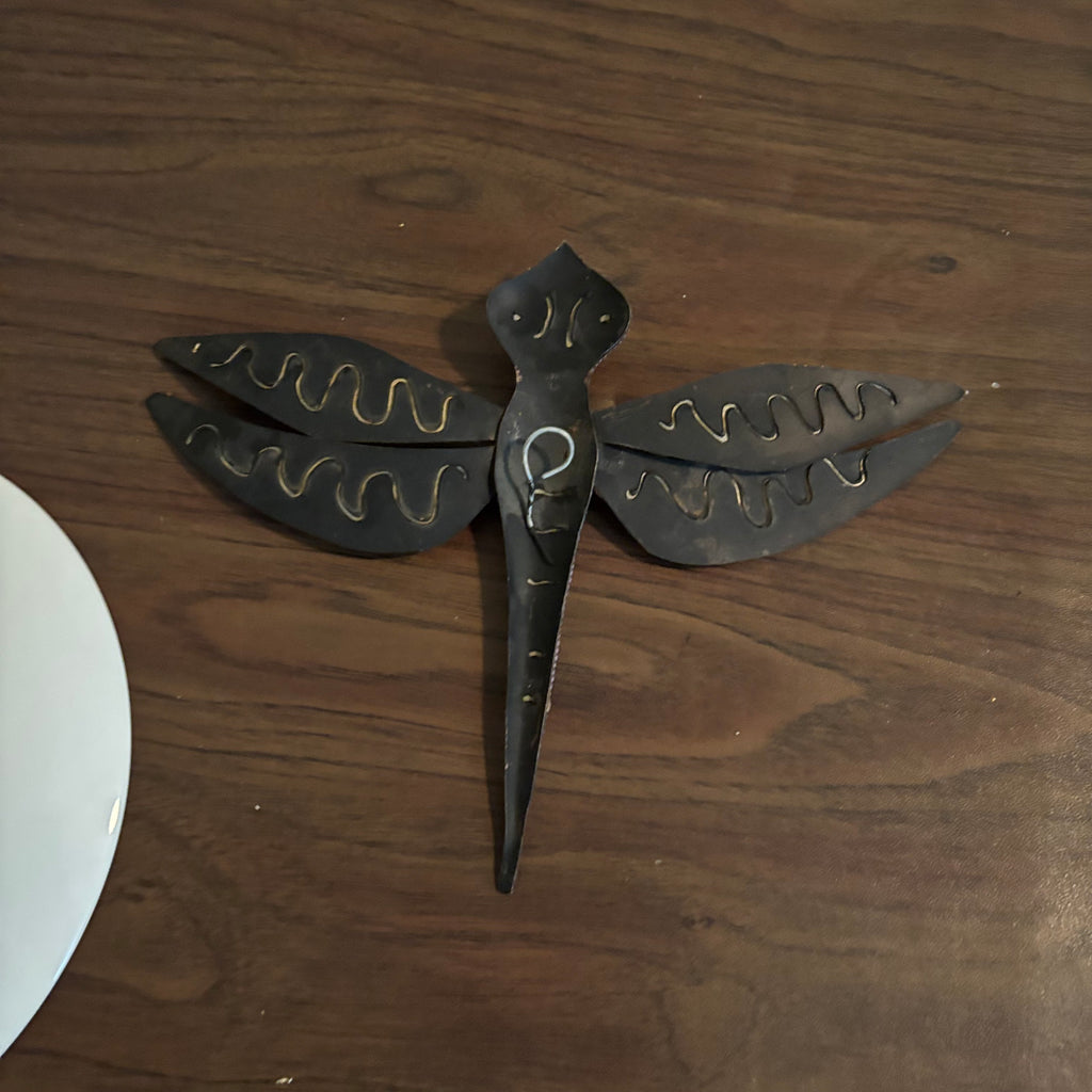 D170 Vintage Decor (wooden dragon fly and Doulton Children of the Pueblo plate)