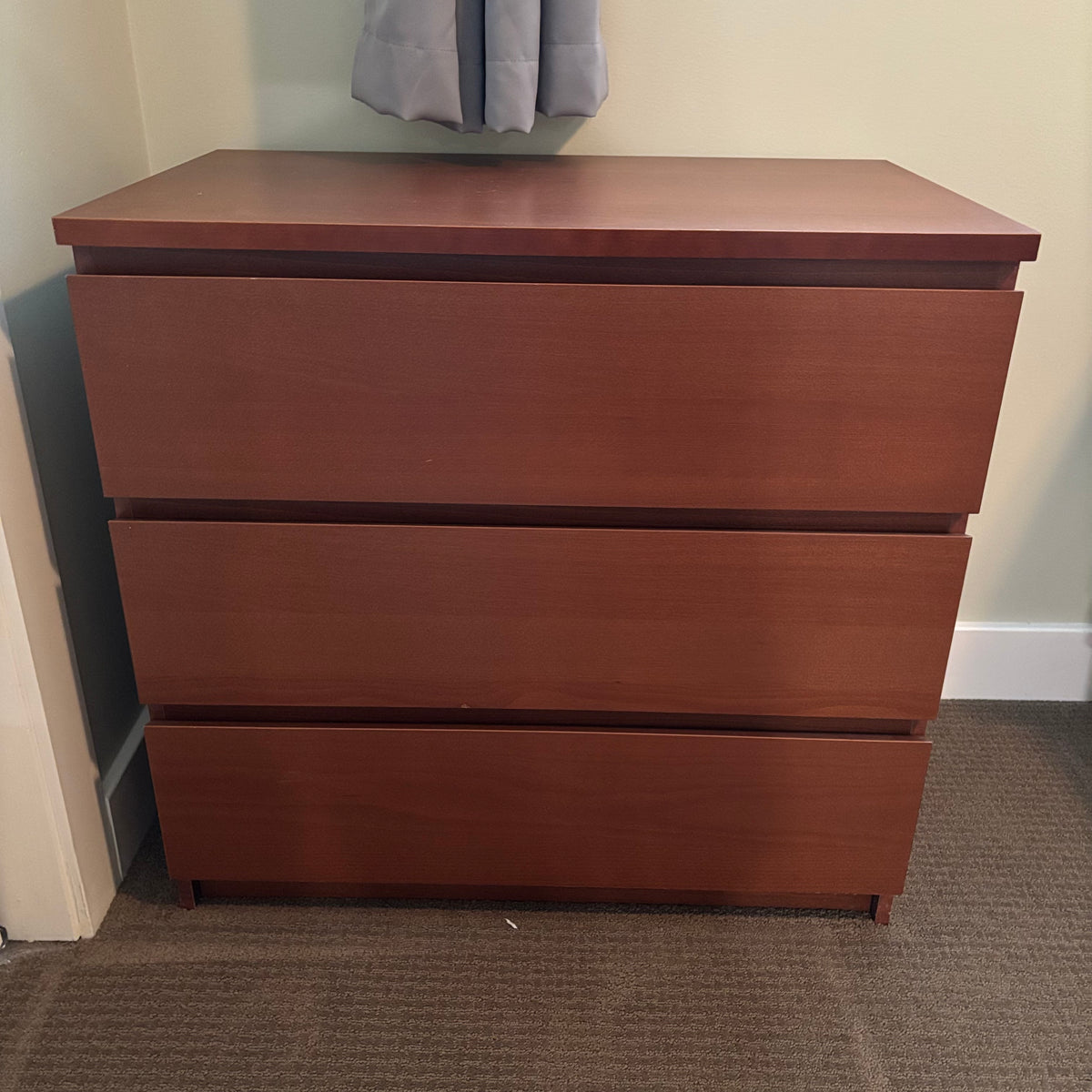D175 IKEA Malm three drawer wooden dresser (30” x 32” x 18”)