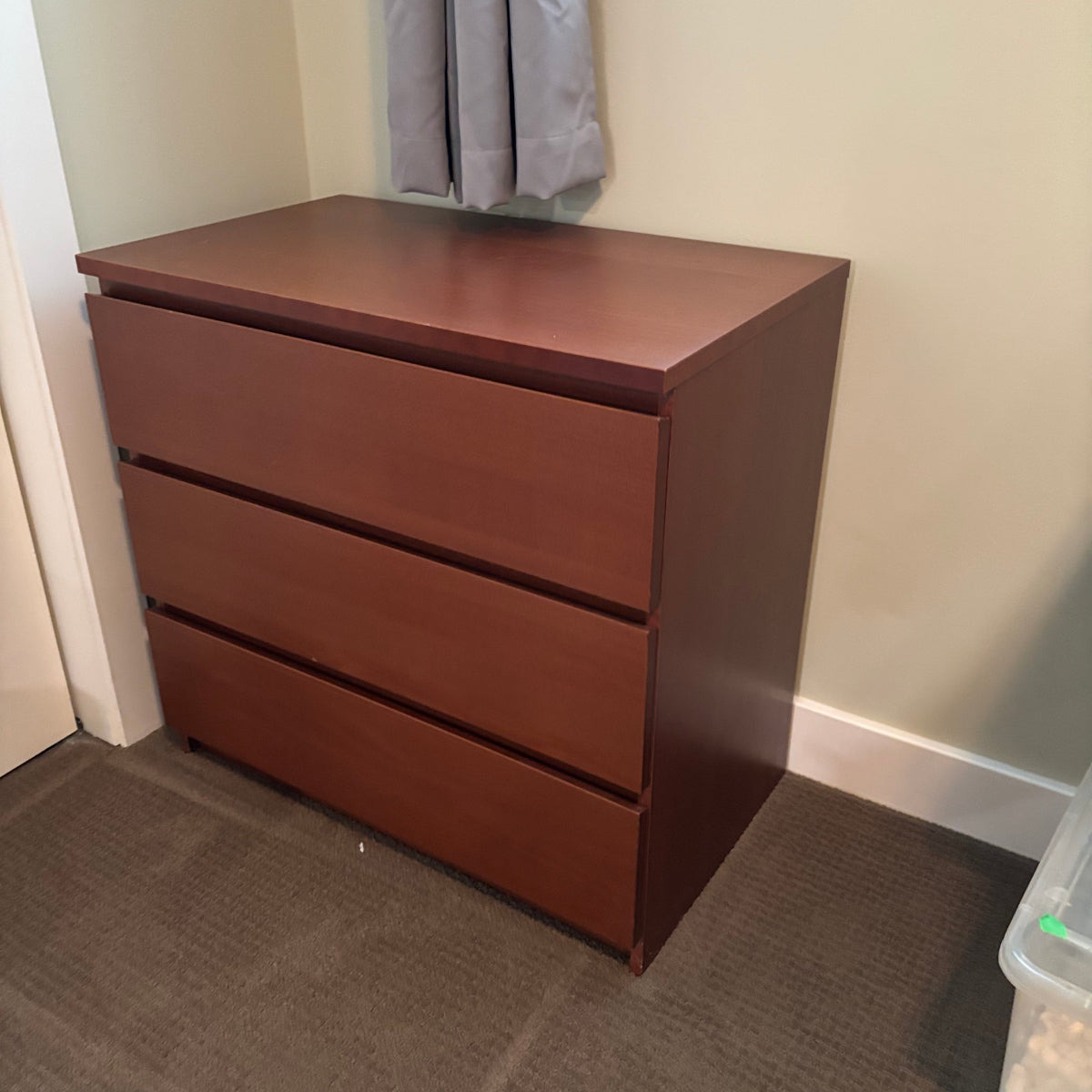 D175 IKEA Malm three drawer wooden dresser (30” x 32” x 18”)