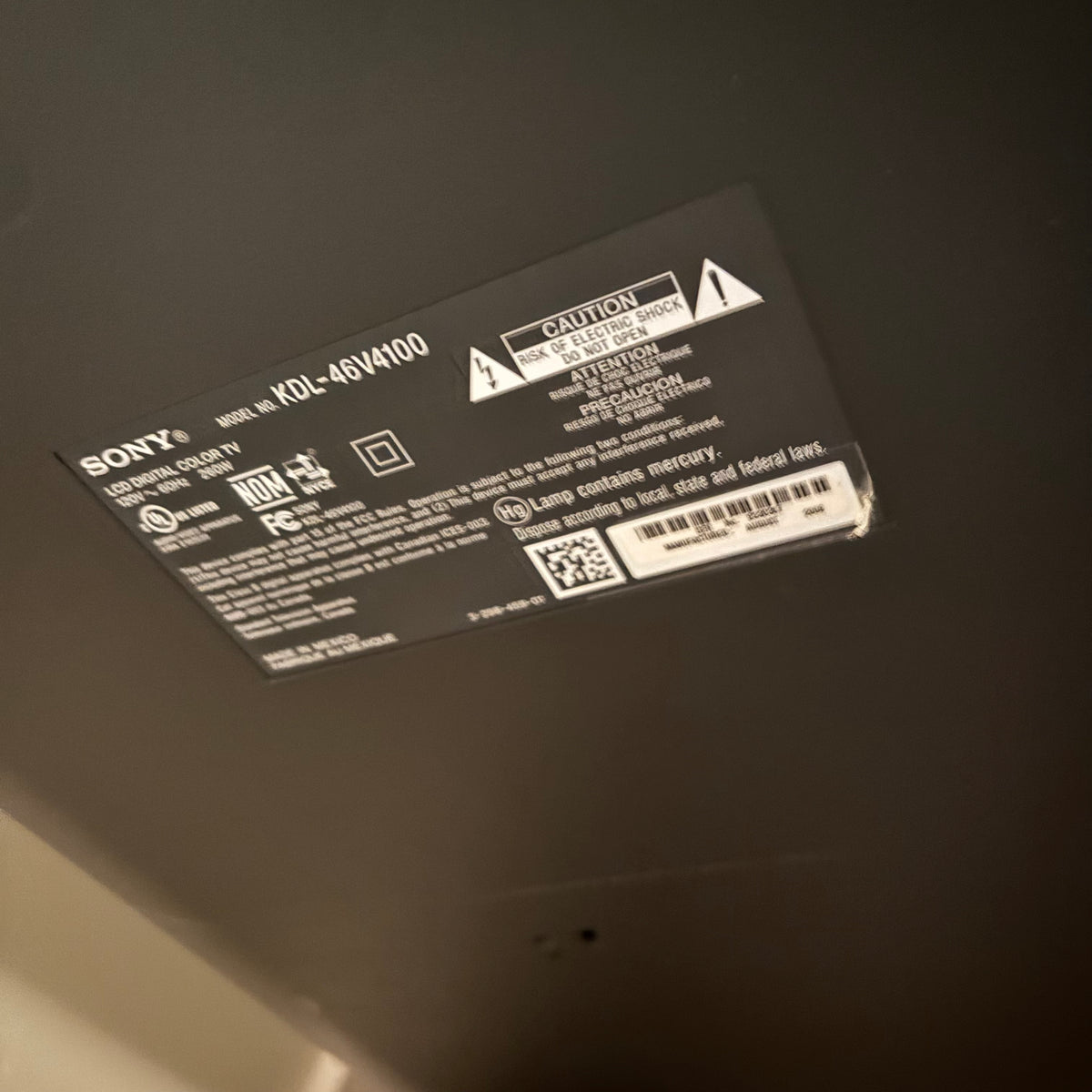 D176 46” Sony TV