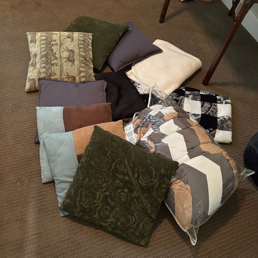 D181 Throw Pillow and blankets Grouping