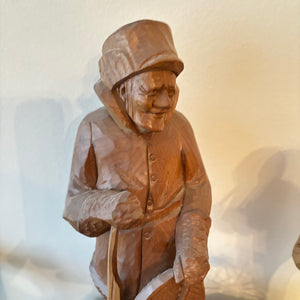 2 CARVED WOOD FIGURINES (TALLEST IS 12") - P102