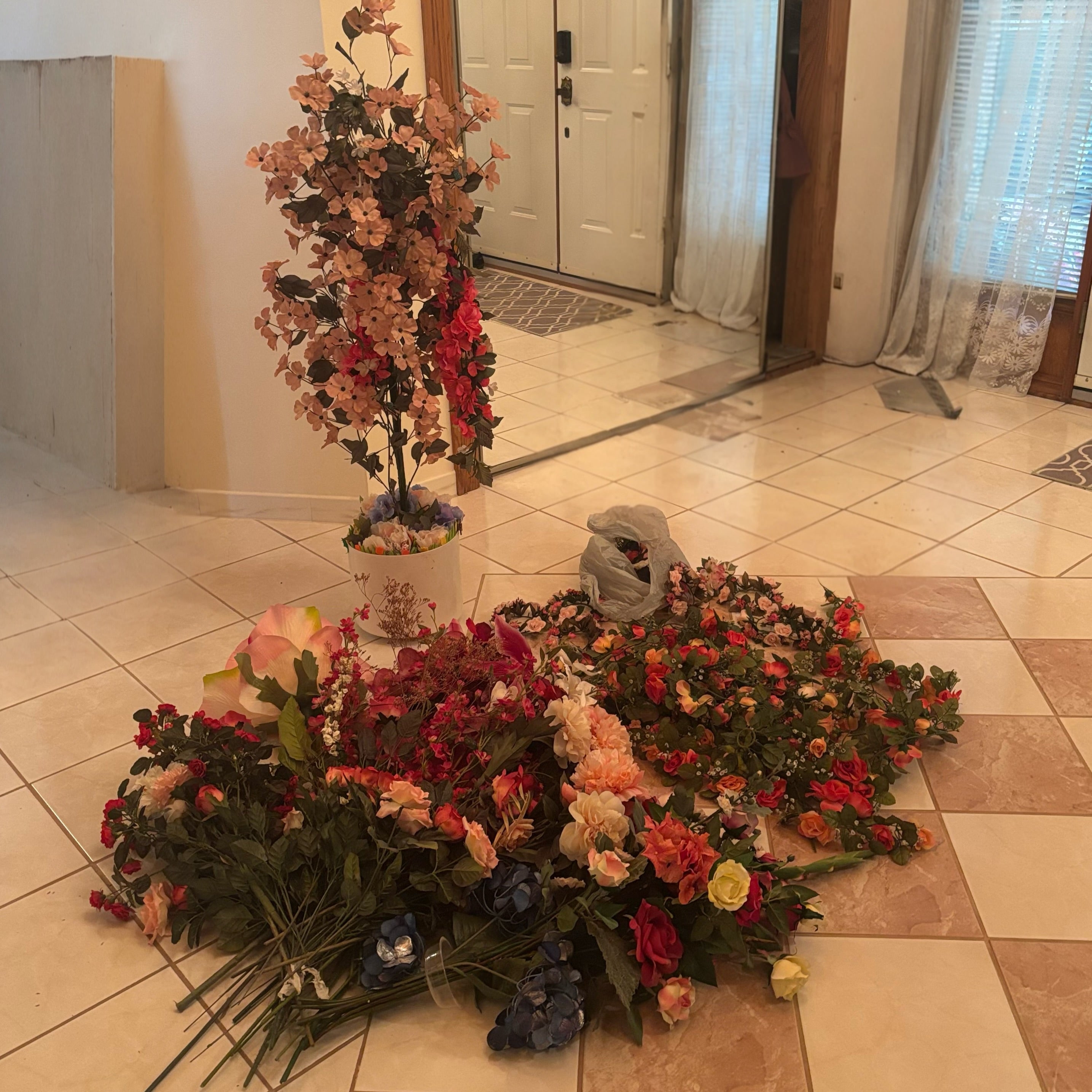F199 Faux flowers grouping (hanging rose vines and more)