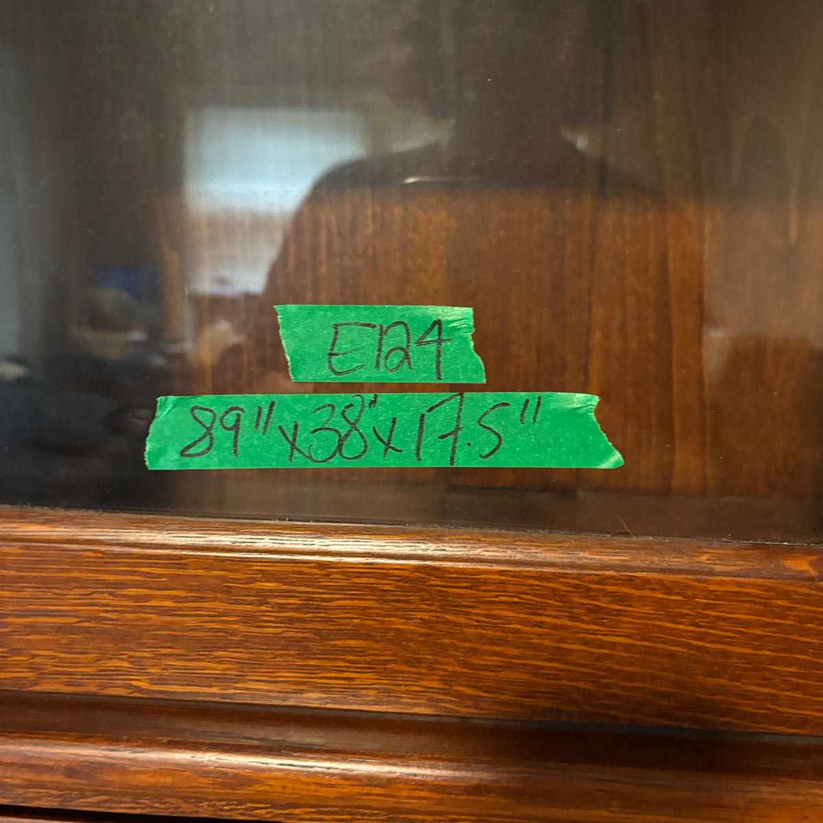 E124 Vintage solid wood secretary desk with upper cabinet (89" x 38" x 17.5")