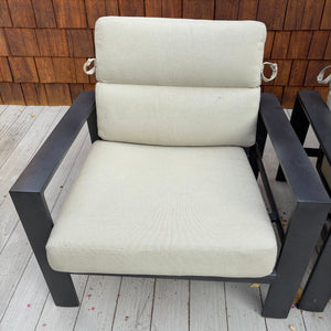 Set of 2 Brown Jordan Parkway Cushion Lounge Chairs with Footstool and Covers - M309